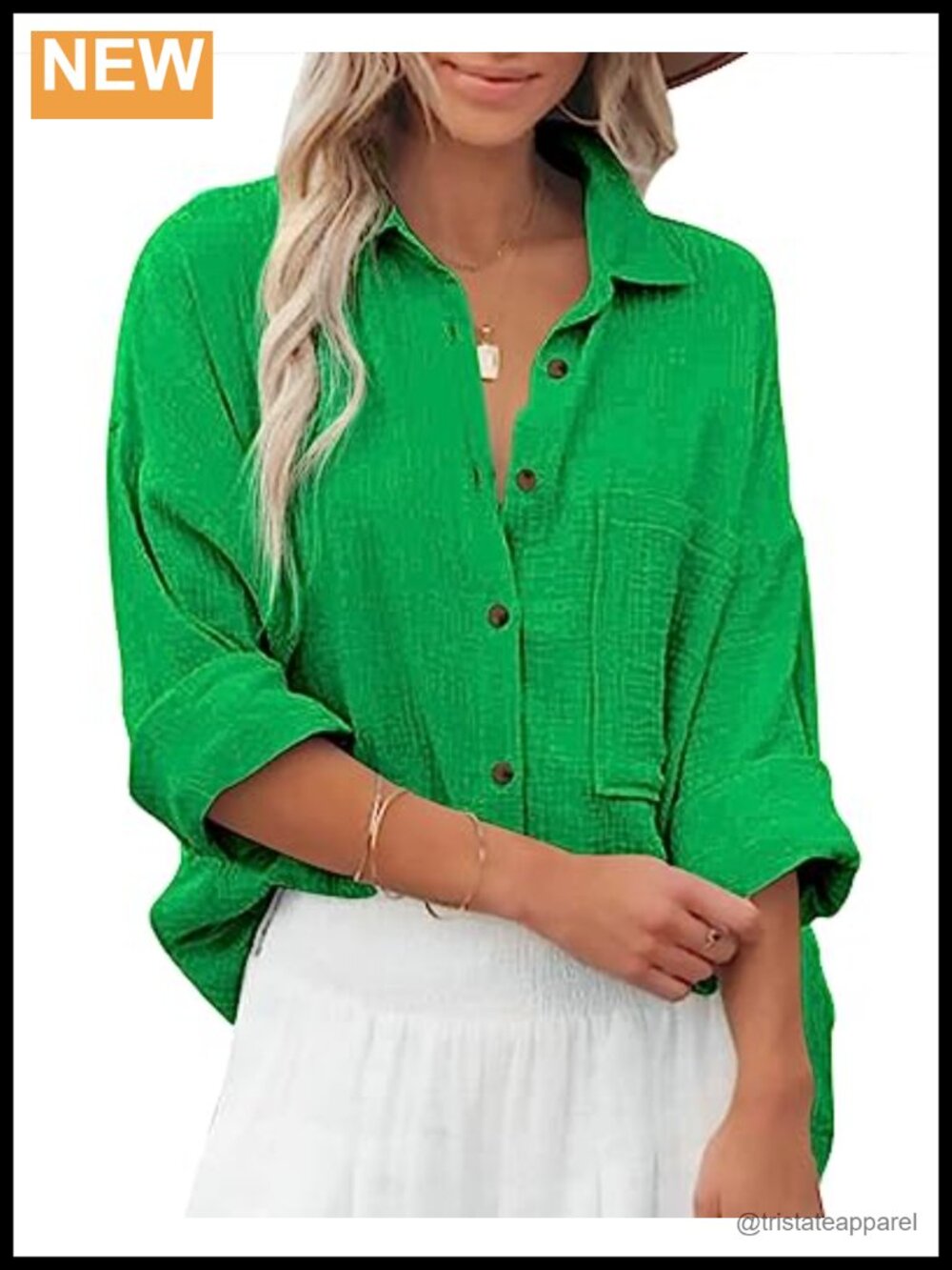 Women's V-Neck Long Sleeve Cotton Button Down Shirt Loose Fit Casual Blouse